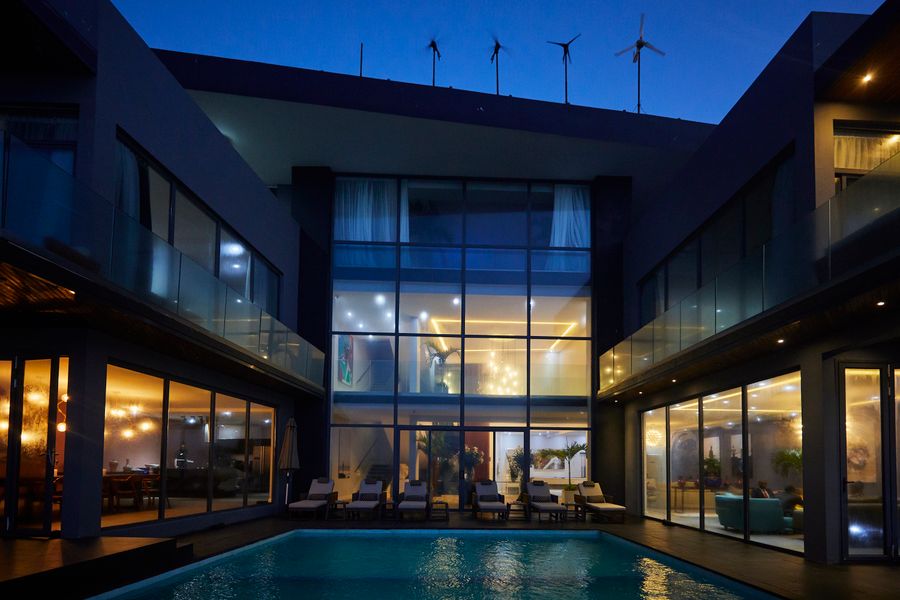 Pool deck and main residence, Black Rock